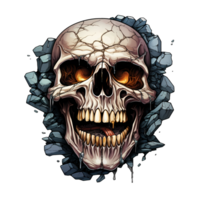 AI generated Skull art illustrations for stickers, tshirt design, poster etc png