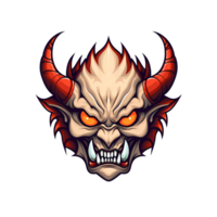 ai gegenereerd demon hoofd kunst illustraties voor stickers, t-shirt ontwerp, poster enz png