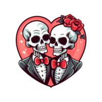 AI generated Skull couple art illustrations for stickers, tshirt design, poster etc png