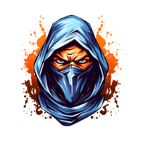 AI generated ninja head art illustrations for stickers, tshirt design, poster etc png