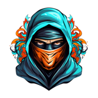 AI generated ninja head art illustrations for stickers, tshirt design, poster etc png