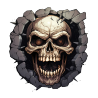 AI generated Skull art illustrations for stickers, tshirt design, poster etc png