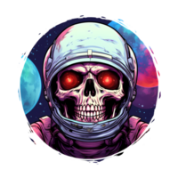 AI generated Skull in space art illustrations for stickers, tshirt design, poster etc png