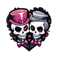 AI generated Skull couple art illustrations for stickers, tshirt design, poster etc png