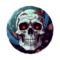 AI generated Skull in space art illustrations for stickers, tshirt design, poster etc png