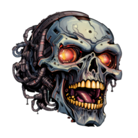 AI generated Skull robot art illustrations for stickers, tshirt design, poster etc png