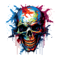 AI generated colorful Skull art illustrations for stickers, tshirt design, poster etc png