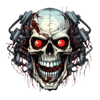 AI generated Skull robot art illustrations for stickers, tshirt design, poster etc png