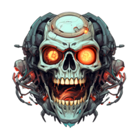 AI generated Skull robot art illustrations for stickers, tshirt design, poster etc png