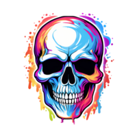 AI generated colorful Skull art illustrations for stickers, tshirt design, poster etc png