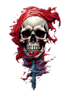 AI generated colorful skull art illustrations png