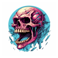 AI generated colorful skull art illustrations png