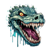 AI generated crocodile head art illustrations for stickers tshirt design poster etc png