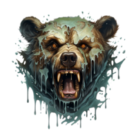 AI generated head bear art illustrations for stickers, tshirt design, poster etc png