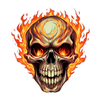 AI generated Skull fire art illustrations for stickers, tshirt design, poster etc png