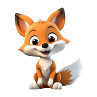 AI generated 3d render fox isolated on transparent background png