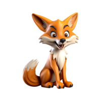 AI generated 3d render fox isolated on transparent background png