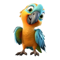 AI generated Macaw parrot on a branch isolated on transparent background png psd