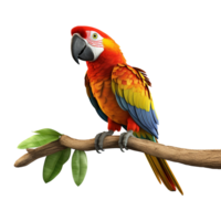 AI generated Macaw parrot on a branch isolated on transparent background png