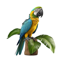 AI generated Macaw parrot on a branch isolated on transparent background png psd