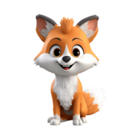 AI generated 3d render fox isolated on transparent background png