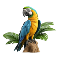 AI generated Macaw parrot on a branch isolated on transparent background png psd