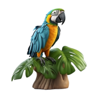 AI generated Macaw parrot on a branch isolated on transparent background png psd