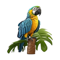 AI generated Macaw parrot on a branch isolated on transparent background png