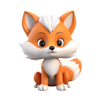 AI generated 3d render fox isolated on transparent background png