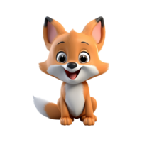 AI generated 3d render fox isolated on transparent background png