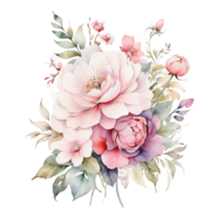 ai généré aquarelle floral fleur conception, aquarelle fleur arrangements floral, aquarelle fleur conception, fleur sublimation floral clipart, mariage décoration png