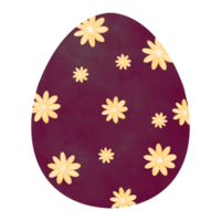 Whimsical watercolor illustration of an Easter-themed dark egg adorned with vibrant orange spring flowers. Perfect for adding a playful and festive touch to textiles, posters, invitations, and more png