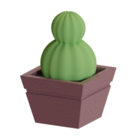 3d reso cactus nel viola pentola Perfetto per design progetto png