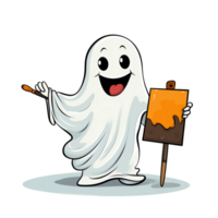 ai généré Halloween fantôme avec Orange éclaboussure sur transparent Contexte png