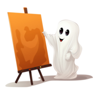 AI generated halloween ghost with orange splash on transparent background png