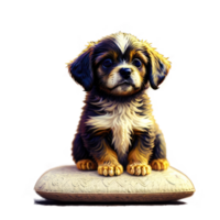 AI generated Close-up cute dog sitting on transparent background.Generative AI. png