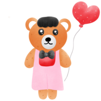 en tecknad serie Björn innehav en hjärta formad ballong png