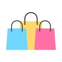 compras bolso icono plano ilustración vector