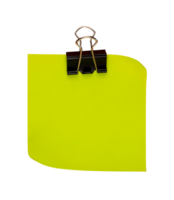 green paper note with binder clip png