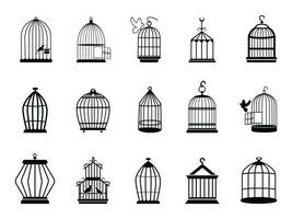 Best Premium Hi-Quality Bird Cage Vector Clip Art Big Collection With White Background,  Vintage, Silhouette And Shape, Cage Illustration, Icon And Element Set.