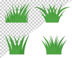 Set of Green Grass Illustration Vector On White Background. Grass Clip Art Isolated Vector Element Set.  Horizontal Panorama Grass Illustration Set.