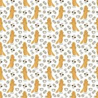Dog doodle. Seamless pattern with cute Newfoundland and things for dog. Great for wrapping paper. vector