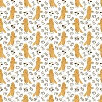 Dog doodle. Seamless pattern with cute Newfoundland and things for dog. Great for wrapping paper. vector