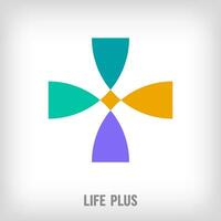 Creative life plus sign logo. Unique color transitions. Healthcare and back medical logo template. vector