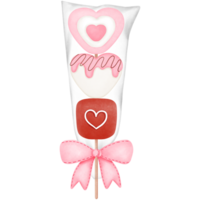 Romantic watercolor valentine marshmallow with packaging and pink ribbon clipart. png