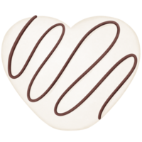 Romantic watercolor white valentine marshmallow heart shaped with chocolate clipart. png