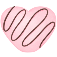 Romantic watercolor pink valentine marshmallow heart shaped with chocolate clipart. png