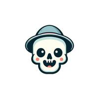 Happy cute skull flat vector