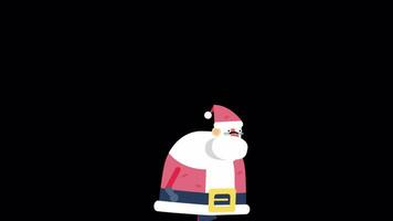 Santa Walking to New Year Merry Christmas On Alpha Channel video