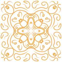 Orange griffonnage floral modèle png